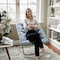 Flash Furniture Archer 28-in Oversized Portable Faux Fur Folding Saucer Chair, Dusty Aqua Faux Fur/Soft Gold Frame FV-FSC-027-DTAQ-SGD-GG - alternate 3
